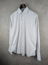 Balmain Shirt Mens XL Extra White Large Dress Stripped Long Sleeve